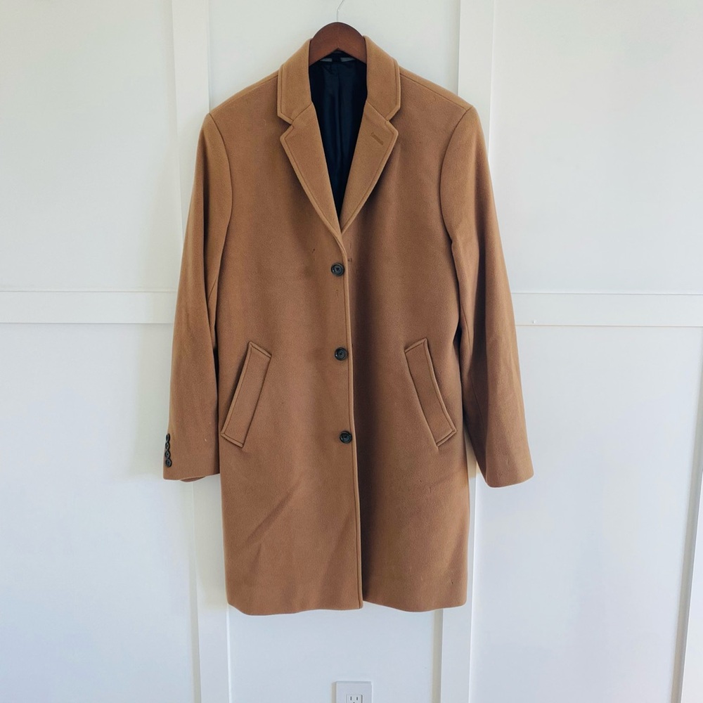 J. Crew Tan and Blue Overcoat